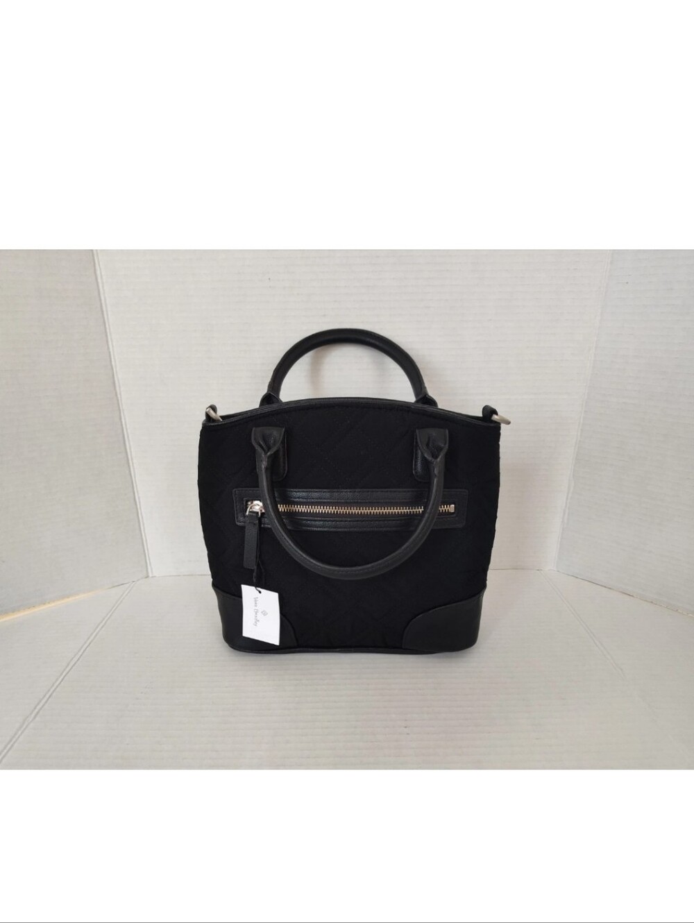 Vera Bradley Day Off Black Quilted Handbag Zip Close *Missing Crossbody Strap*